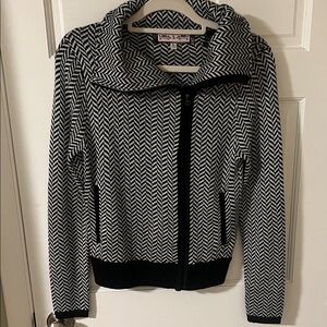 Oona & Maud Anthropologie Herringbone Knit Moto Style Zip Sweater Small